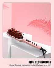 Load image into Gallery viewer, MeGaWise Enhanced Ionic Hair Straightener Brush with Universal Dual Voltage, Anti-Scald Straightening Comb
