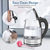 MEGAWISE 1500W Electric Kettle: 1.8L Borosilicate Glass Tea Kettle with LED Light, Auto Shut-Off, Boil-Dry Protection, Fast Boiling and Durable Design