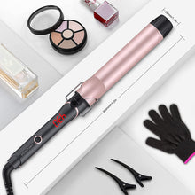 Load image into Gallery viewer, MegaWise Pro 1.5 inch Ceramic Hair Curling Iron, 20s PTC Fast Heating Tech, Anti-Scald Insulated Grip &amp;Tip, Auto Shut Off and 360° Swivel Cord, 2 Clips and Heat-Resistant Glove Included
