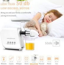 Load image into Gallery viewer, MEGAWISE Slow Masticating Juicer 9 Segment Spiral 2 Speed Modes 50dB Quiet Motor
