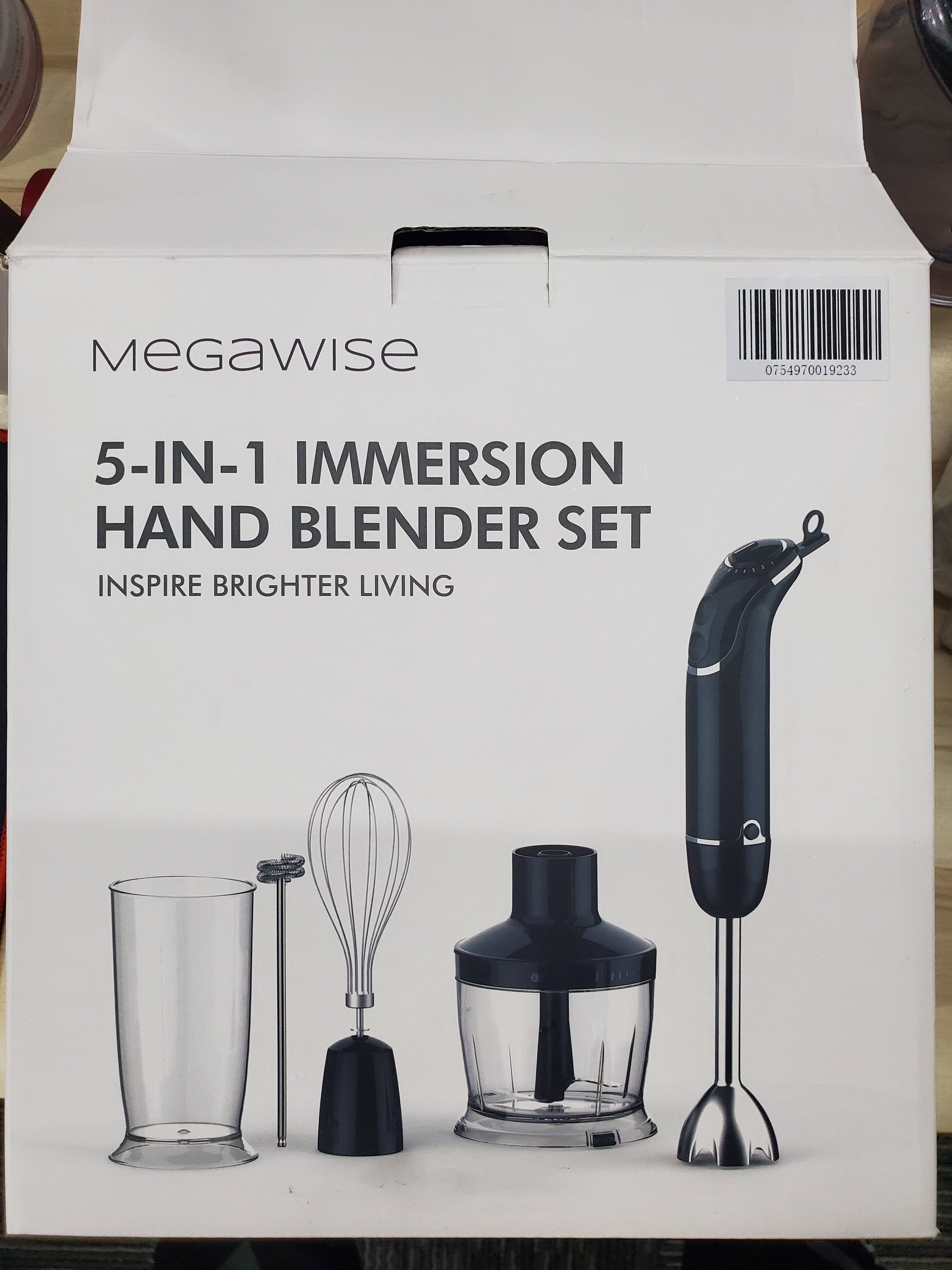 MEGAWISE 3-in-1 Immersion Hand Blender: Powerful 800W, 12-Speed Stick Blender with Sturdy Titanium-Plated Stainless-Steel Blades