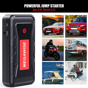 MEGAWISE 2500A Peak 21800mAh Car Battery Jump Starter (up to 8.0L Gas/6.5L Diesel Engines)