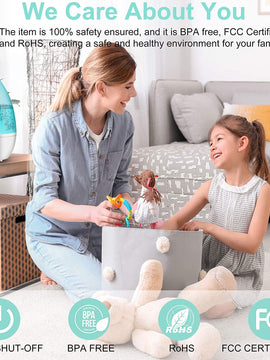 MEGAWISE 1.5L/0.53 Gal Cool Mist Humidifiers, Essential Oil Diffuser with Adjustable Mist Output, 25dB Quiet Ultrasonic