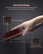 Load image into Gallery viewer, MEGAWISE Enhanced Ionic Anti-Scald Hair Straightener Brush with Universal Dual Voltage, MCH
