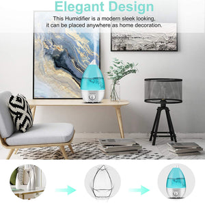 MEGAWISE 1.5L/0.53 Gal Cool Mist Humidifiers, Essential Oil Diffuser with Adjustable Mist Output, 25dB Quiet Ultrasonic